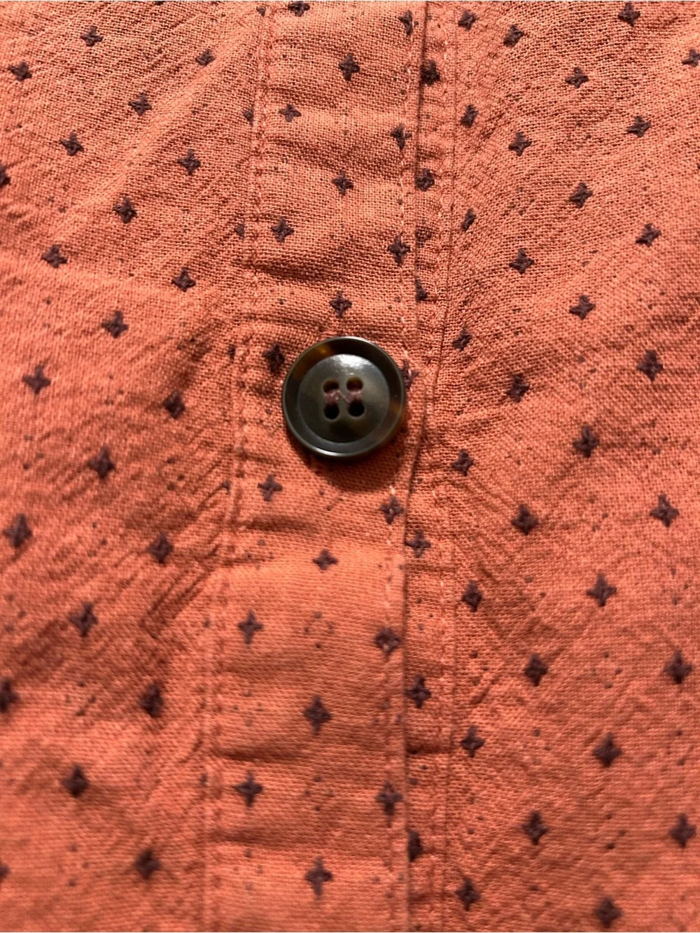 Madewell Jacquard Puff Sleeve Top Size 2 Rust Textured Button Back Blouse